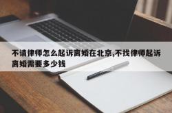 不请律师怎么起诉离婚在北京,不找律师起诉离婚需要多少钱